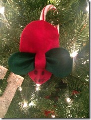 DIY christmas ornament, red mouse